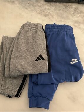 Adidas Gray Kids Sweatpants & Nike Blue Joggers - Twin Pack